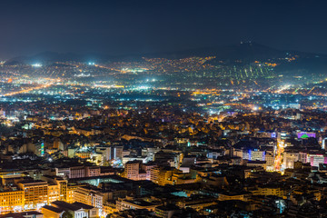 Fototapeta na wymiar Athens city at night seen from above 