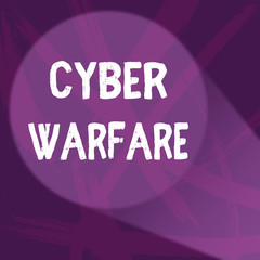 Handwriting text Cyber Warfare. Conceptual photo Virtual War Hackers System Attacks Digital Thief Stalker Abstract Violet Monochrome of Disarray Smudge and Splash of Paint Pattern