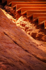 detail of the stairs descending into the ocher quarry in roussillon, france - 291586467