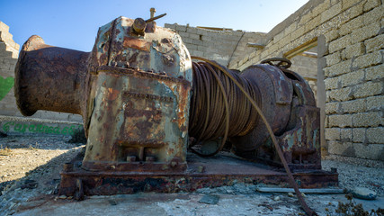 verrostete Seilwinde