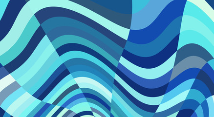 Striped background with turquoise blue wavy stripes. Vector pattern