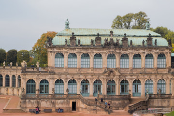 Fototapeta na wymiar Zwinger, a palace in German city of Dresden, built in Baroque style. The Mathematisch-Physikalischer Salon. Architecture sightseeing in Germany