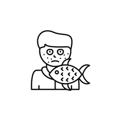 Allergy, fish, disease. Vector icon. On white background
