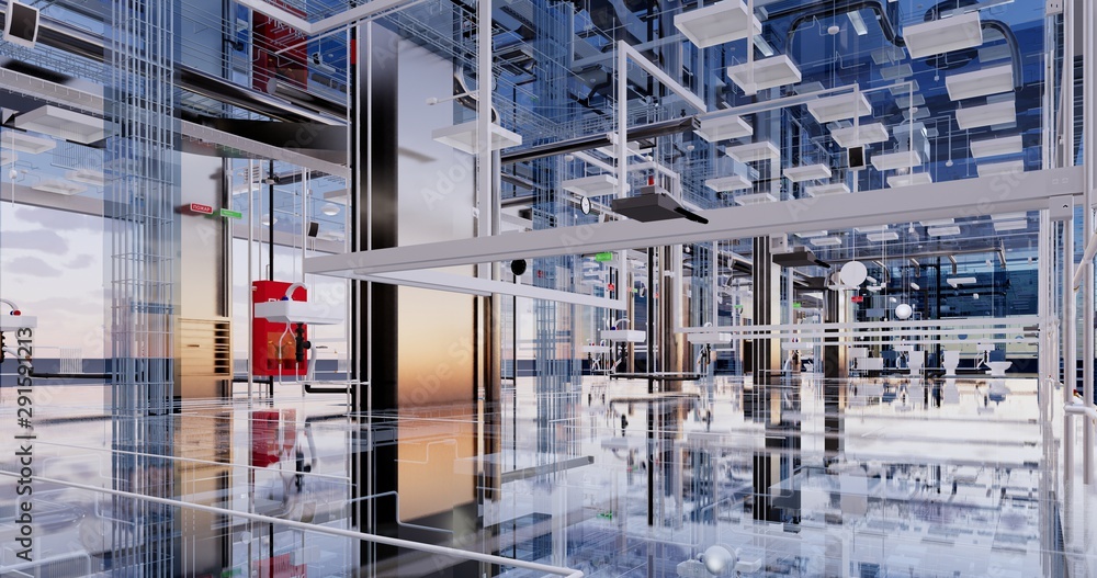 Aufkleber visualization of the concept of bim model utilities of the building