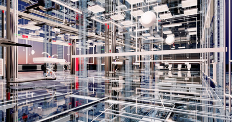 Visualization of the concept of BIM model utilities of the building	