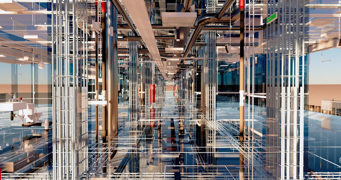 Visualization of the concept of BIM model utilities of the building	