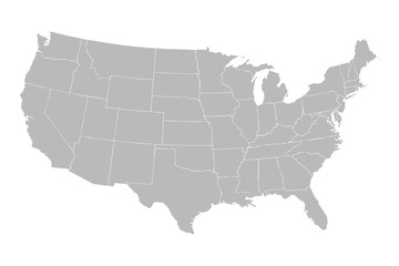 Fototapeta na wymiar Blank similar USA map isolated on white background. United States of America country.