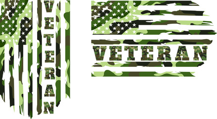 Distressed Camouflage American Veteran flag 