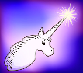 sketch_head of a white unicorn_glow_transparent_outline_pink pastel background_by jziprian
