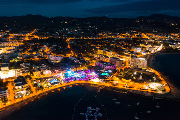 Fototapeta premium Beautiful aerial view on coast of the night city