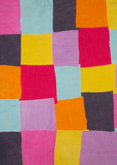 Fototapeta premium Patchwork Colourful Fabric Square Patterned Textiles