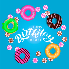 Happy birthday lettering. Vector illustration for card or banner