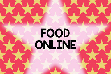 Handwriting text writing Food Online. Conceptual photo asking for something to eat using phone app or website Geometric seamless pattern. Monochrome randomly abstract texture stars