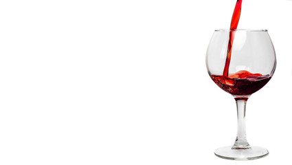 glass of red wine on white background