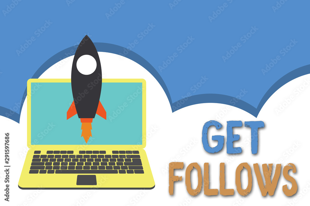 Poster conceptual hand writing showing get follows. concept meaning demonstrating who imitates copies or ta