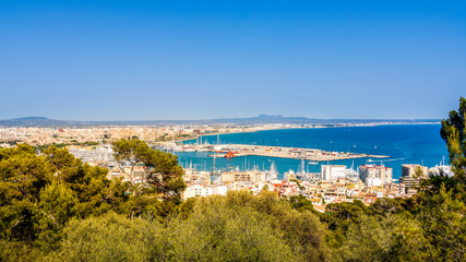 Fototapeta premium Panoramic view on port and historical centre of Palma de Mallorca