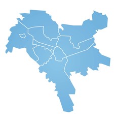 Outline blue map of Kyiv