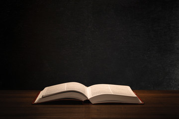 Holy Bible in a teacher desk