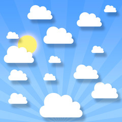 set of clouds sky and sun