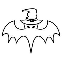 halloween bat flying with witch hat