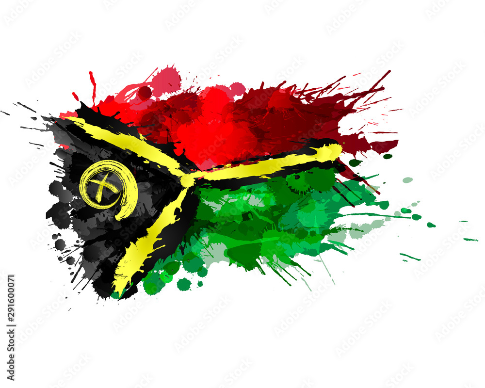 Wall mural Flag of Vanuatu made of colorful splashes