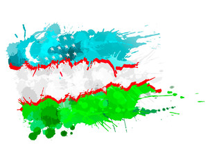 Flag of Republic of Uzbekistan made of colorful splashes