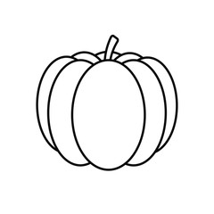 Vector black outline pumpkin icon isolated on white background