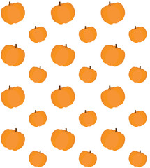Vector seamless pattern of flat cartoon orange pumpkin isolated on white background