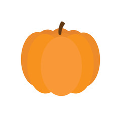 Vector flat cartoon orange pumpkin isolated on white background