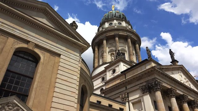 French church of Friedrichstadt in Berlin. 4K.