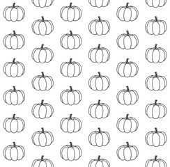 Vector seamless pattern of hand drawn doodle pumpkin isolated on white background 