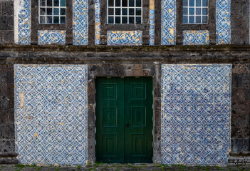 Facade of old monastery of Nossa Senhora da Conceição in Caloura, São Miguel Island, Azores