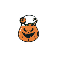 halloween pumpkin with candies character