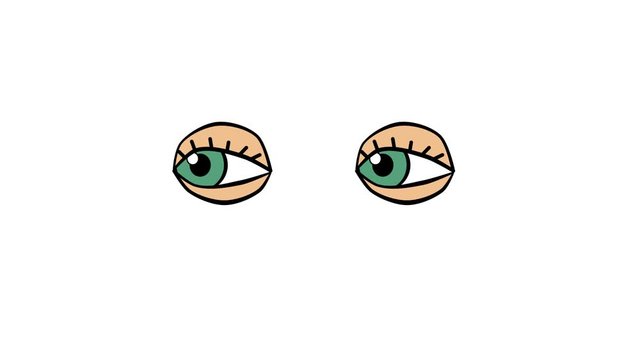 animation eyes look in different directions and blink, alpha channel, 2D animation