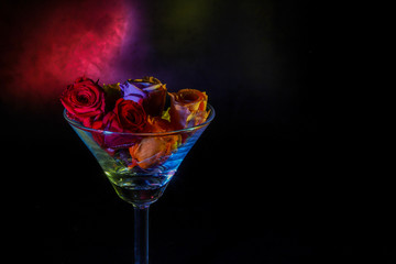 カクテルグラスの中に薔薇