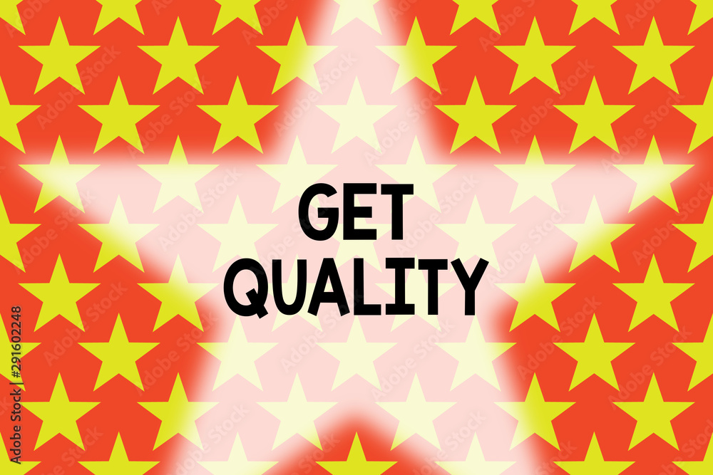 Poster handwriting text writing get quality. conceptual photo features and characteristics of product that 