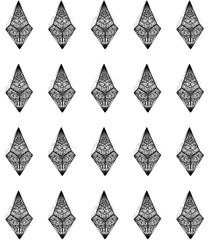 Black and white diamond-shaped figures against a white background