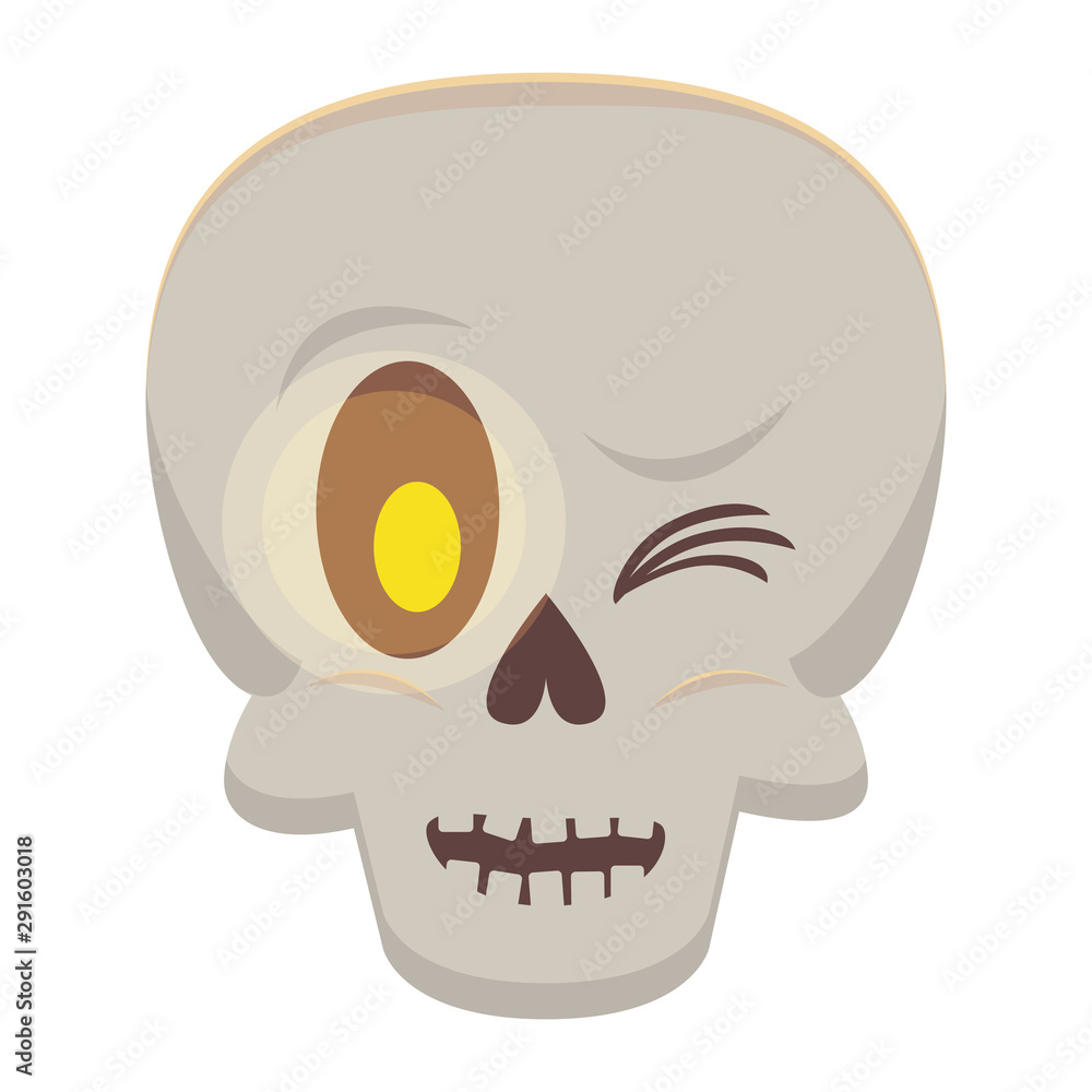 Sticker halloween skull head isolated icon