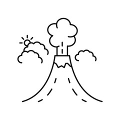 Volcano, erupting, danger icon. Element of landscape thin line icon