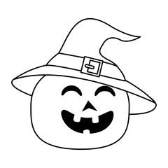 halloween pumpkin with witch hat