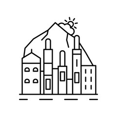 Obraz premium Industrial, building, mountain icon. Element of landscape thin line icon