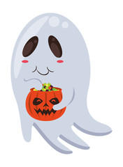 halloween ghost with pumpkin and candies