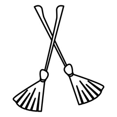 halloween witch brooms isolated icon
