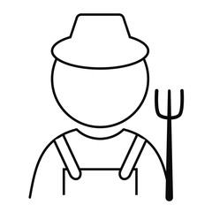 Farmer avatar vector illustration with hat and fork.