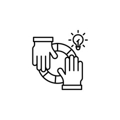 Hand help teamwork icon. Element of spa thin line icon