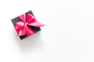 box with present for holiday on white background top view mockup