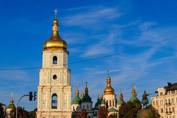 Fototapeta na wymiar Bell tower of St. Sophia Cathedral in Kiev, Ukraine
