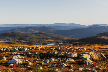 View from Gaustatoppen, Norway, at autumn.
