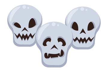 halloween skulls heads isolated icons