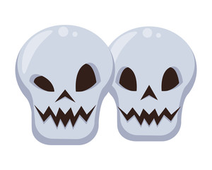 halloween skulls heads isolated icons